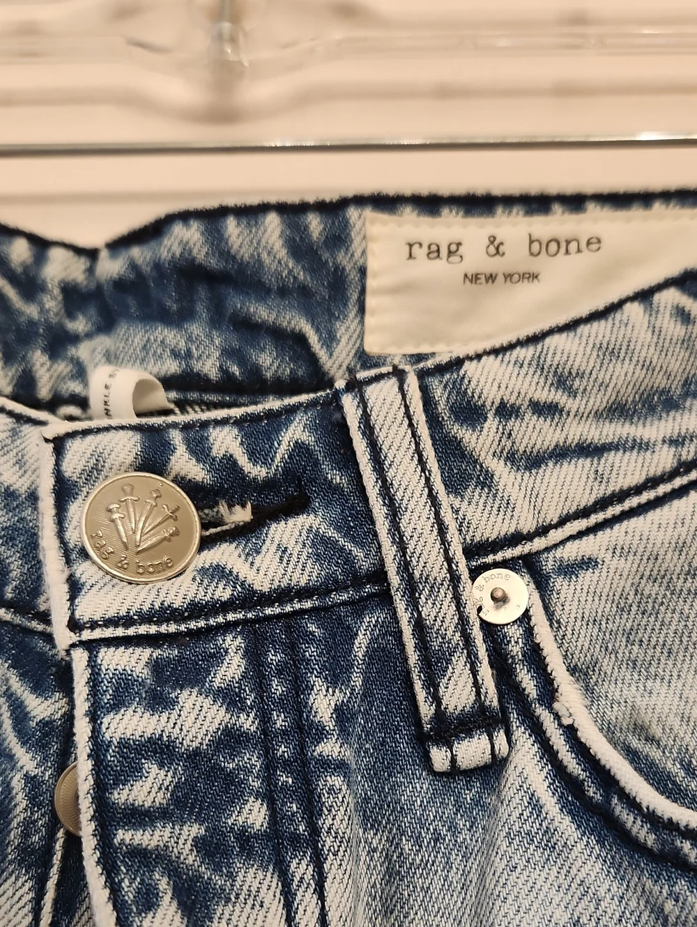 rag & bone Alex High-Rise Ankle Straight Light Wash Button-fly Jeans Size 24